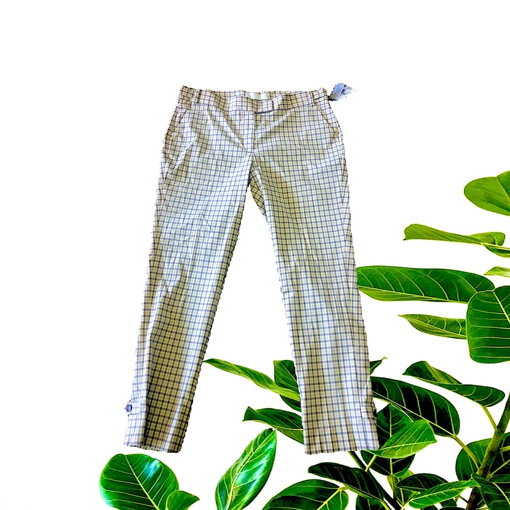 NWT JOE FRESH CROPPED SKINNY ANKLE PLAID PANTS SIZE 8